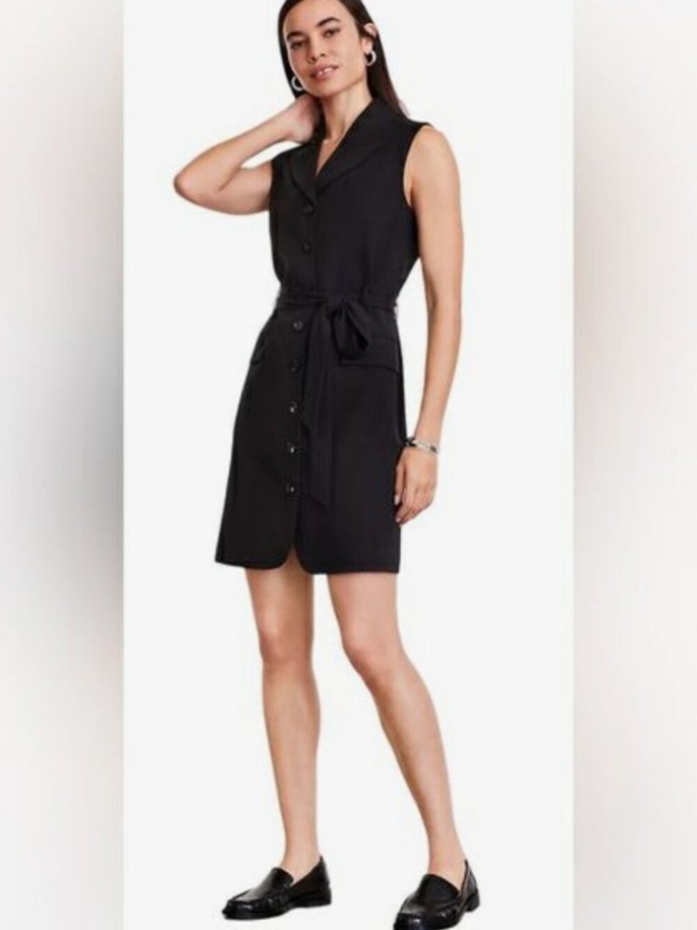 LOFT Versa Black Tie waist vest dress